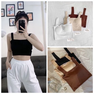 Áo hai dây , áo 2 dây croptop bản to có mút ngực chất mền mịn mát cao cấp co dãn 4 chiều nhiều màu đi dạo phố  A630