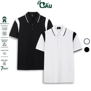 Áo thun Polo GẤU 194 Trơn Unisex vải cá sấu Poly co dãn 4 chiều dày dặn form gerular fit - PL Phối Vai