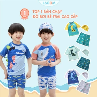 Đồ bơi Cho Bé Trai [CÓ MŨ] 10 - 40 kg Cao Cấp | Bộ Bơi Bé Trai Áo Rời Quần Kèm Mũ Đi Biển