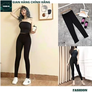 Quần legging nữ dáng dài cạp cao siêu co giãn màu đen nâng mông tôn dáng trẻ trung thời trang dễ phối đồ - FASHION