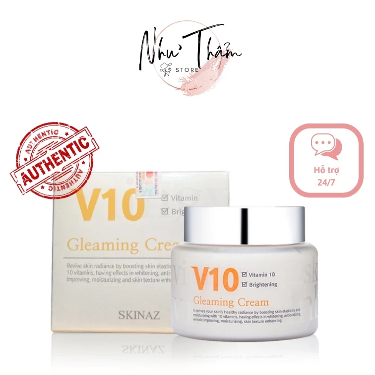 Kem V10 Skinaz Hàn Quốc Chính Hãng 100ml - V10 Gleaming Cream + Quà Tặng