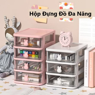 Tủ Nhựa Nhiều Tầng mini Đựng Mỹ Phẩm / Văn Phòng Phẩm Để Bàn Tiện Lợi