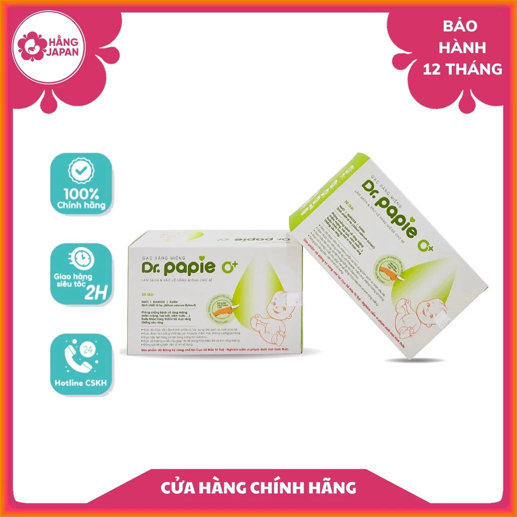 Gạc rơ lưỡi Dr Papie vệ sinh răng miệng cho bé hộp 30 gói