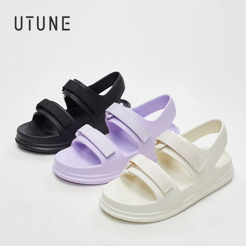 UTUNE Dép Nữ Nylon Dây Đeo Đôi Phong Cách Đi Biển Sandal Đế Mềm Chống Trơn Trượt Giày Đi Biển Giày Nữ