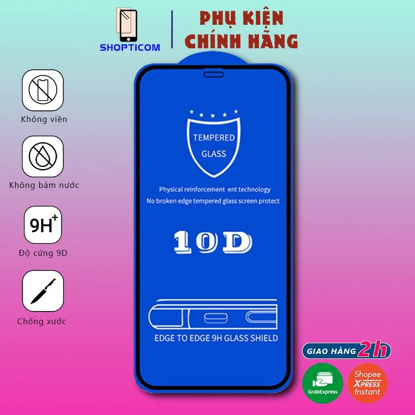Kính cường lực 10D iphone 7 8plus X XsMax 11 11 ProMax 12 ProMax 13 14 ProMax 15 16 17 Promax S P