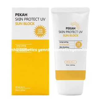 Kem chống nắng vật lý Hàn Quốc Pekah mịn nhẹ thấm nhanh không bết UV Sun Block SPF 50+ PA+++ 70ml.