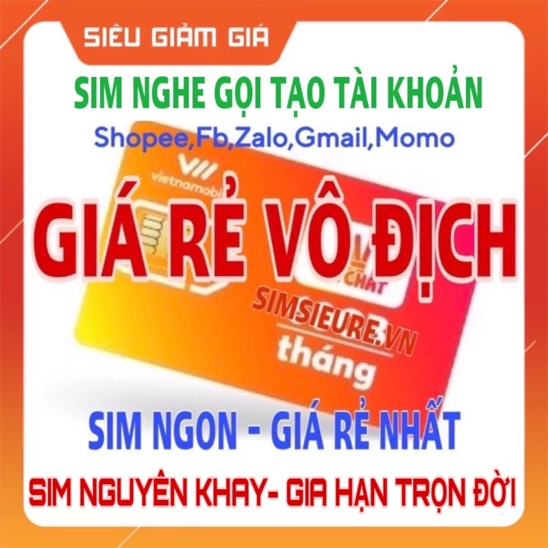 SIM VIETNAMMOBILE NGHE GỌI, TẠO TÀI KHOẢN Chuyên Shope,fb,zal,gmail,mmo