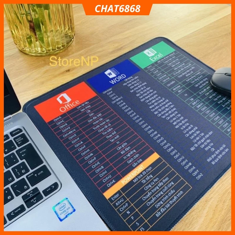 Lót chuột, pad chuột 25x30 phím tắt và black phù hợp cho dân văn phòng, game, giải trí, học tập