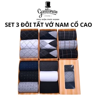 Tất Vớ Nam Set 3 Đôi Cổ Cao Chất Liệu Cotton 4 Chiều Khử Mùi Phong Cách Công Sở