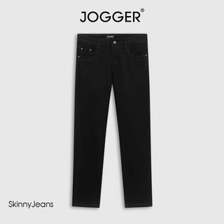 Quần Skinny jean nam JOGGER vải denim co giãn nhẹ, form slim, Jean đen trơn