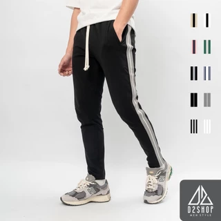 Quần thể thao nam D2shop, quần jogger thun nam co giãn màu đen phối sọc xám trắng [JG-300PSXT]