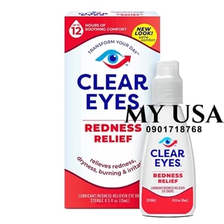 Nhỏ mắt Mỹ❤Nước nhỏ mắt Clear Eyes Redness Relief Mỹ 15ml