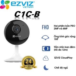 Camera Wifi Ezviz C1C B 2mpx, Đàm thoại 2 chiều, Tích hợp míc thu âm thanh, Hình ảnh FHD, Bảo hành 24 Tháng