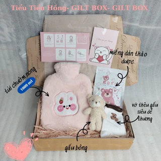 Box quà tặng bạn gái combo 5 món túi chườm nóng 500ml nhung mềm dễ thương