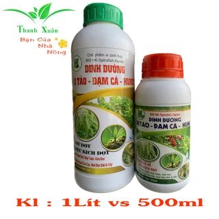 Dinh Dưỡng Vi Tảo- Đạm Cá- Humic Chai 1 Lít và 500ml Vọt Đọt Phát Triển Trồi Lá Cây Trông