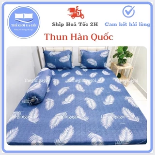 Bộ Ga Giường Thun Lạnh Hàn Quốc Họa Tiết Bông ( 1ga ,3 vỏ gối)