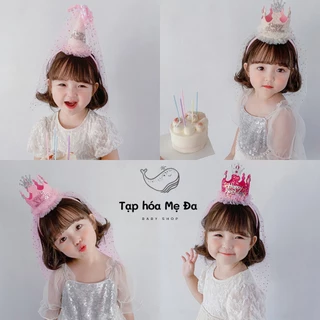 Băng đô/bờm cài tóc Happy Birthday vương miện công chúa cho bé nhiều kiểu phụ kiện chụp hình sinh nhật siêu xinh