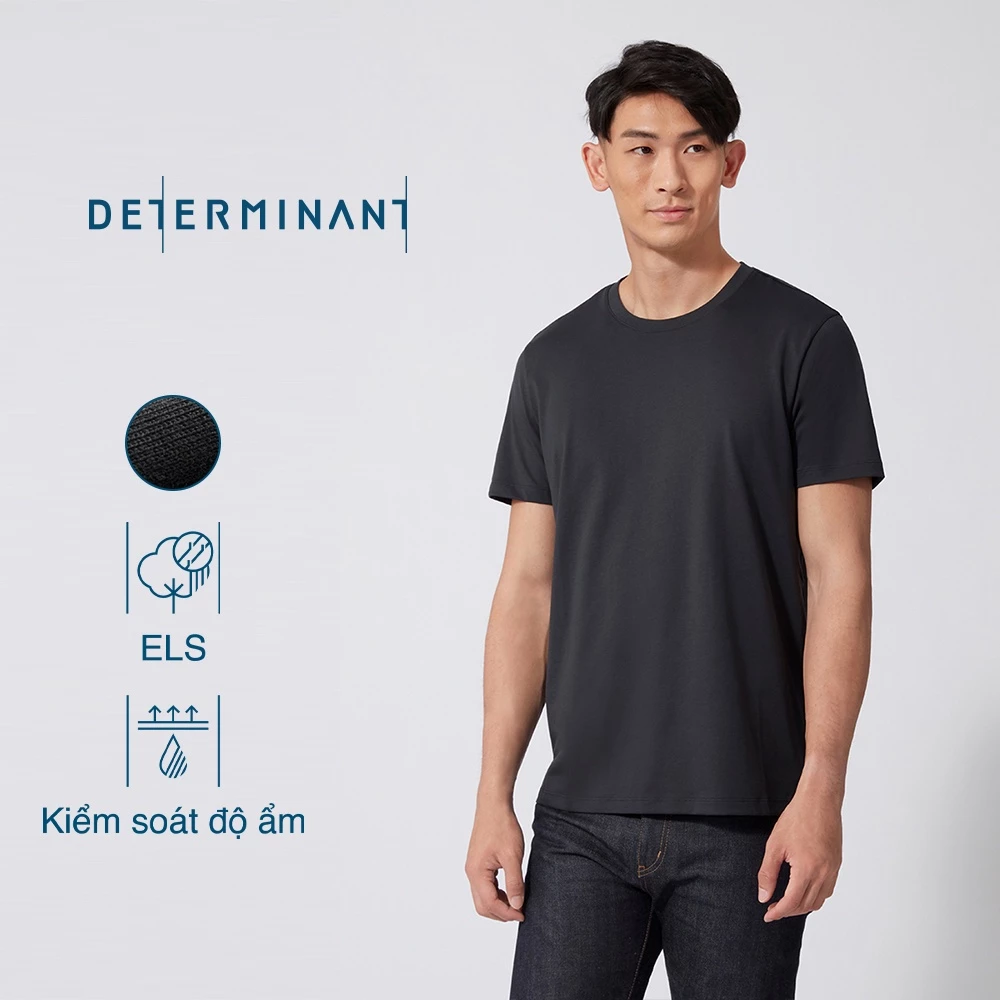 Áo thun nam Jersey Cotton thấm hút thoáng mát thương hiệu Determinant - màu Xám than [T01]