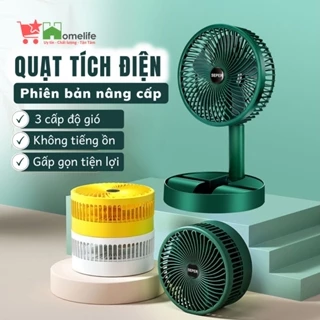 Quạt Tích Điện Super mini, Quạt Tích Điện Để Bàn Gấp Gọn 3 cấp độ, Sử Dụng Liên Tục 4 Tiếng