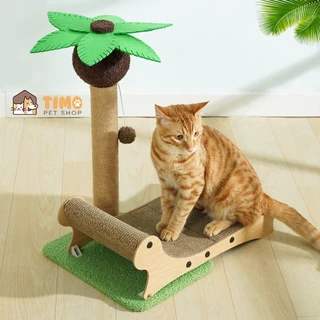 Cây Cào Móng Cho Mèo Hình Cây Dừa - Kết Hợp Với Bàn Cào Giấy - Cattree Cào Móng Cao Cấp Cho Mèo