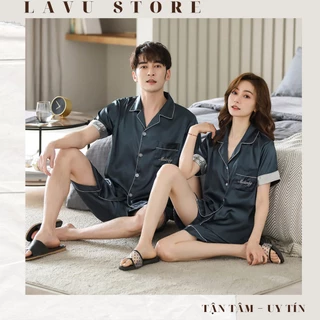 Đồ ngủ đôi mặc nhà ngắn cho nam nữ chất Lụa Satin sang mịn thoáng mát_Couple Pijama_Sẵn hàng