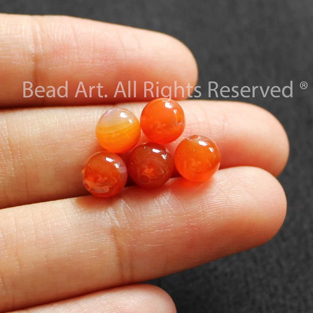 [1 Hạt] 6MM Đá Agate Đỏ Cam Đậm, Hoả, Thổ, Phối Vòng Tay Phong Thuỷ, Chuỗi Hạt, Trang Sức S50 - Bead Art