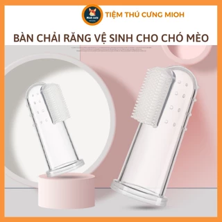 Bàn chải răng Silicon cho thú cưng, bọc ngón tay chà răng cho thú cưng chó mèo