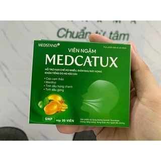 Medcatux, Giảm ho, đau rát họng , khàn tiếng, hộp 20 viên