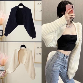 ÁO KHOÁC CARDIGAN GÂN LEN FOM CROPTOP PHỐI ÁO DÂY ÁO ỐNG K9