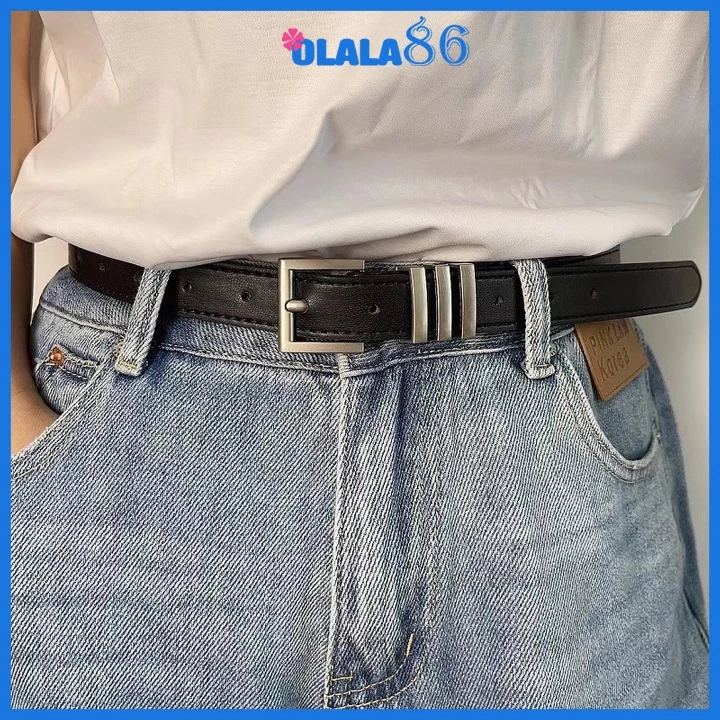 Thắt lưng, dây nịt  da Unisex phong cách Sơn Tùng 3 sọc cá tính, năng động Olala86vn kèm video tự quay