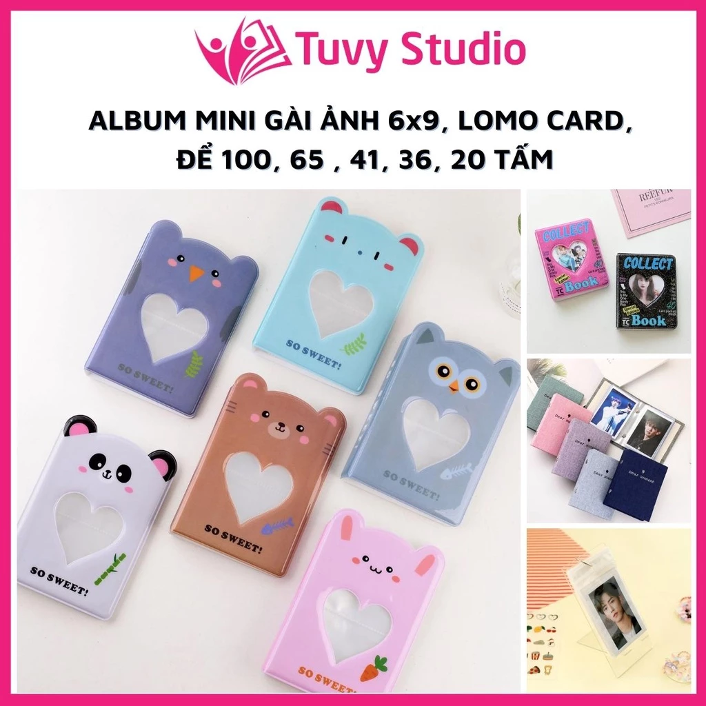 Album ảnh mini đựng 36, 41, 65 ảnh 6x9, lomo card, binder đựng card, bìa nhựa hoặc bìa vải tại Tú Vy Studio