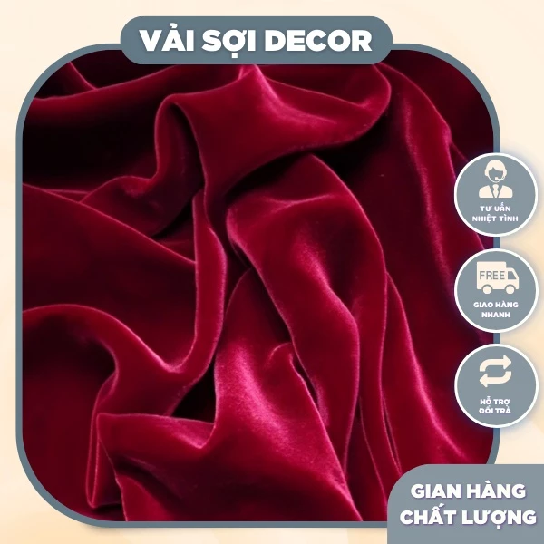 Vải nhung dày cao cấp đỏ cờ , đỏ đô, phông nền chụp ảnh, decor tết (5m x1,6m)