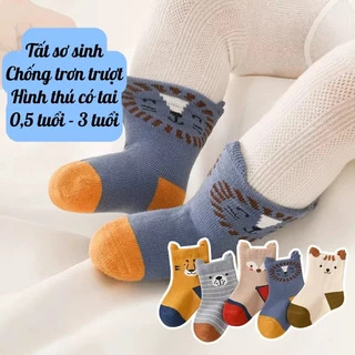 Set 5 Đôi Tất Trẻ Em Tất Cho Bé Hình Thú Cotton Chống Trơn Trượt Cho Bé Trai, Bé Gái Đi Cực Xinh SS1