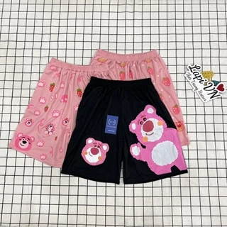 Quần Short Mặc Nhà Unisex In Hình Gấu Dâu Lotso -Lapi VN ,FREESIZE Nam Nữ Đều Mặc Được, Thun Thể Thao Thoáng Mát