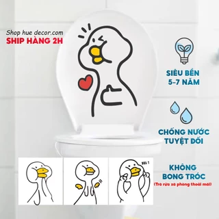 Miếng dán decal dán bồn cầu Vịt đen trắng sẵn keo, chống nước siêu bền ( Gửi mẫu ngẫu nhiên)