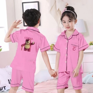 Đồ bộ pijama đùi bé gái bé trai unisex 0372 in hình cute mặc nhà mặc ngủ tay ngắn quần ngắn FIVEBE