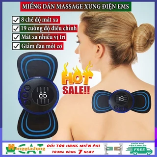 Miếng dán massage xung điện EMS, máy matxa xung điện 8 chế độ mát xa giúp giảm đau nhức cổ, vai, gáy, chân, tay hiệu quả