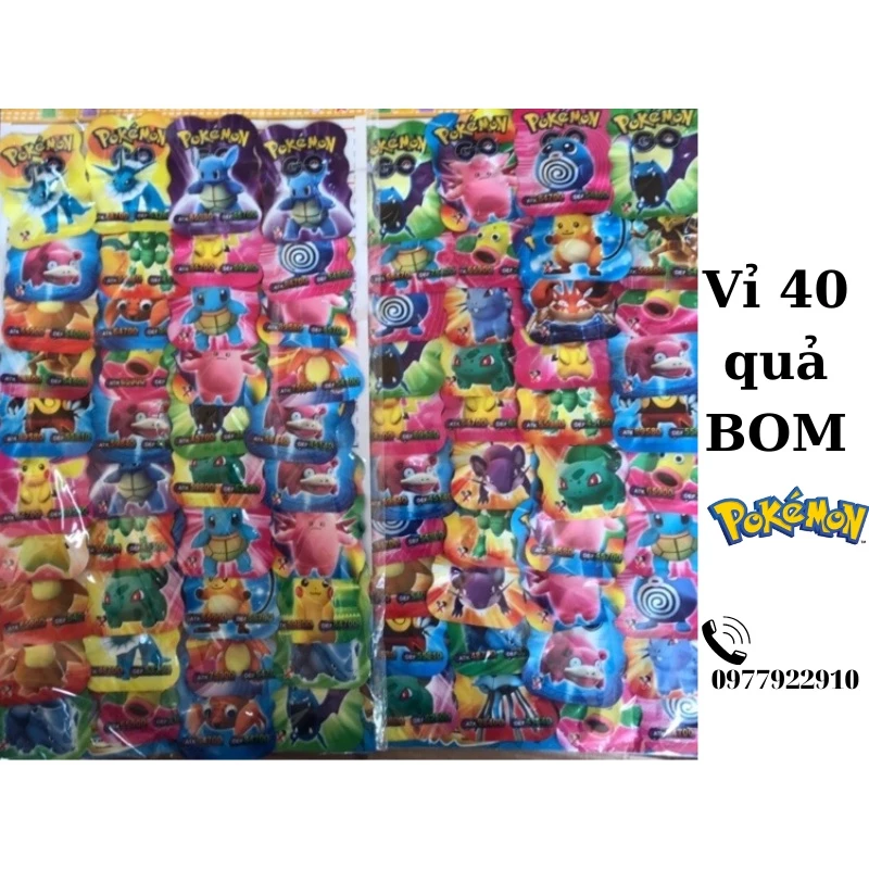 Vỉ dẫm nổ bằng nhựa 40 quả , bom nổ pokemon