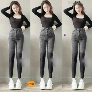 Quần jean nữ lưng cao skinny ôm dáng, quần bò nữ co giãn mẫu mới thời trang cao cấp A-T Fashion - MQ619