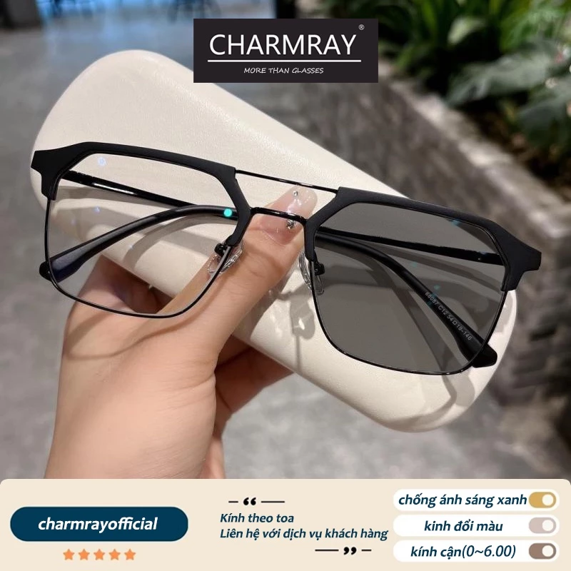 Charmray Kính Chống Bức Xạ Gọng Kim Loại Phong Cách Hàn Quốc Cho Nam Và Nữ