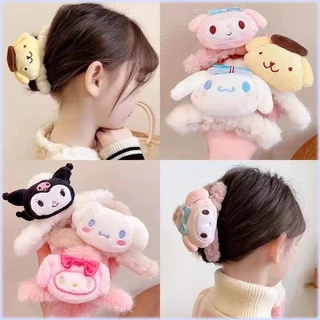 miumiua🔮SANRIO Kẹp tóc hình cá mập phủ lông dễ thương thời trang thu đông cho nữ