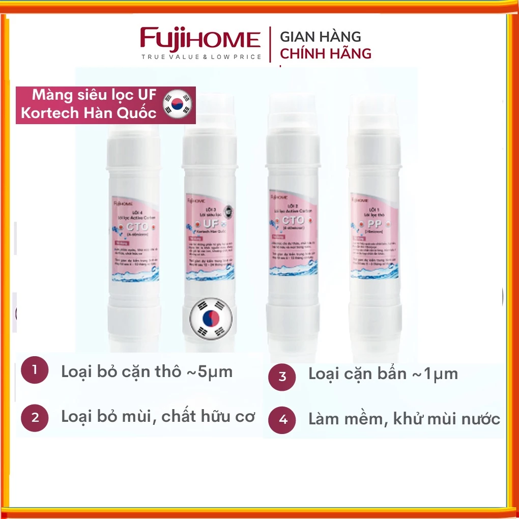 Bộ lõi lọc nước nhập khẩu cho máy lọc nước nóng lạnh UF Fujihome WD507C- FujiE WD508C