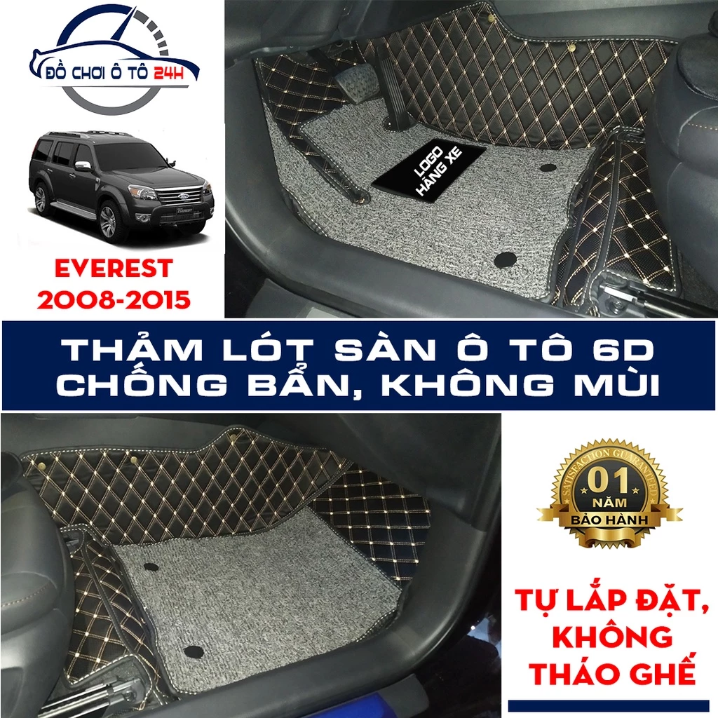 Thảm lót sàn ô tô 5D,6D Ford Everest 2008-2015 Giảm ồn, Không mùi, Chống thấm nước