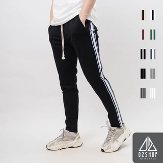 Quần thể thao nam D2shop, quần jogger thun nam co giãn màu đen, sọc navy [JG300]