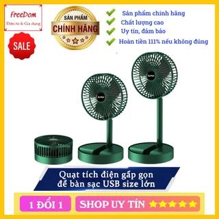 Quạt Tích Điện Mini Gấp Gọn, Quạt Để Bàn 3 Chế Độ Gió Cao Cấp