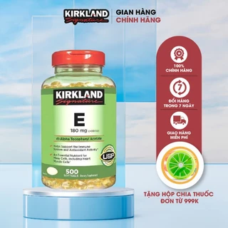 [Mã BMLT35 giảm đến 35K đơn 99K] Viên uống bổ sung hỗ trợ làm đẹp da Kirkland Signature Vitamin E 400 IU 500 viên của Mỹ