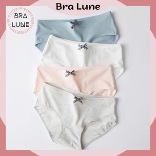 Set 5 Quần lót nữ cotton trơn nhiều màu BRALUNE, quần chip nữ gắn nơ kháng khuẩn mã 370