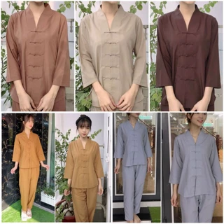 CÓ BIGSIZE 3XL Set bộ nữ đồ lam đi chùa katê BÀ LAI TRƠN đủ màu