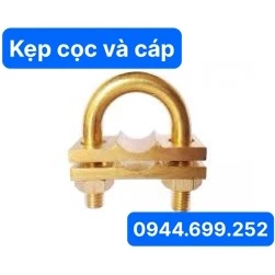 Kẹp xiết cáp tiếp địa chữ U đồng thau ( Kẹp cọc và cáp )