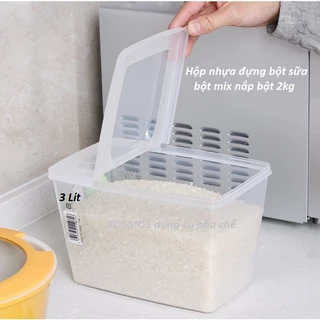 Hộp nhựa nắp bật đựng bột, hạt cà phê dung tích 3L (khoảng 2kg bột)